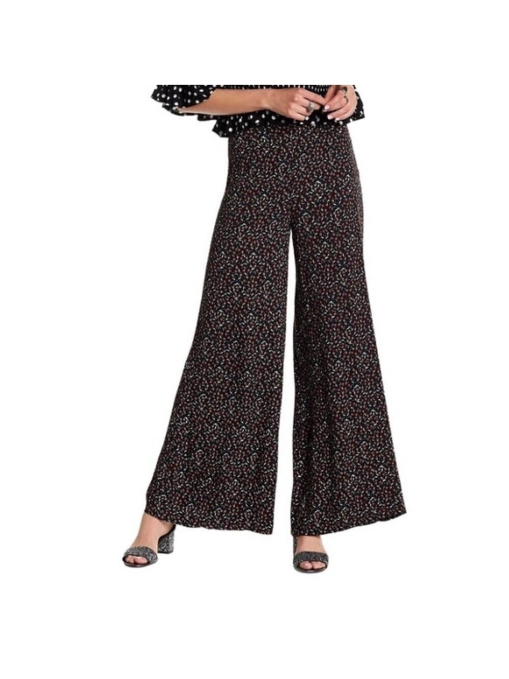 Free People Black Easy Peasy Cherry Crepe Pants Size 4